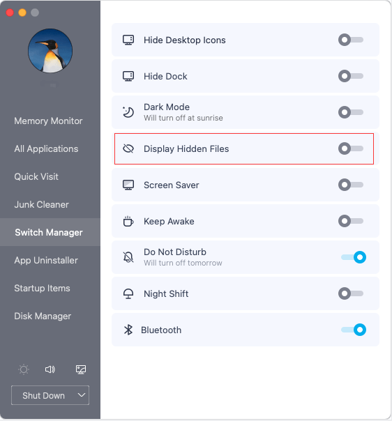 use DMmenu to display hidden files on Mac