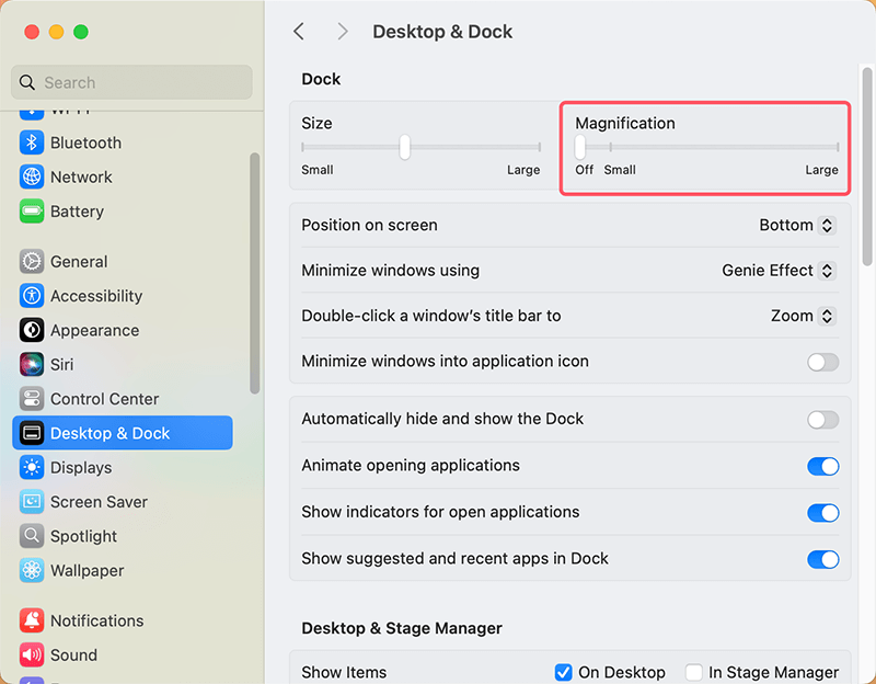 Magnification Feature