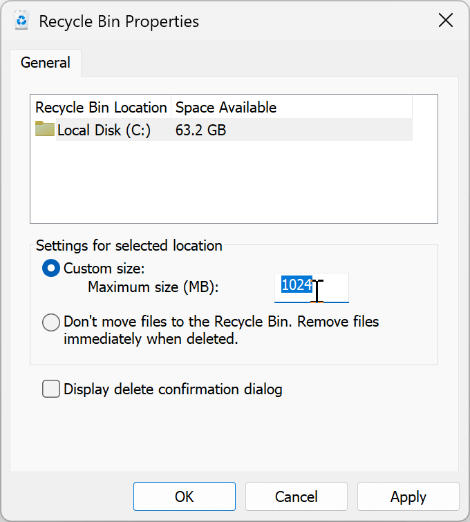 Adjusting Storage Size