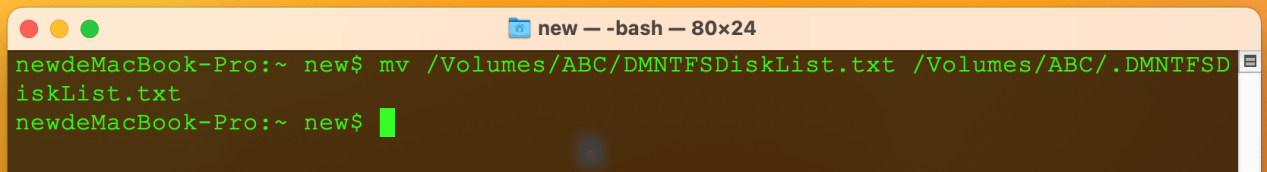 Hide Mac files by modifying the file name