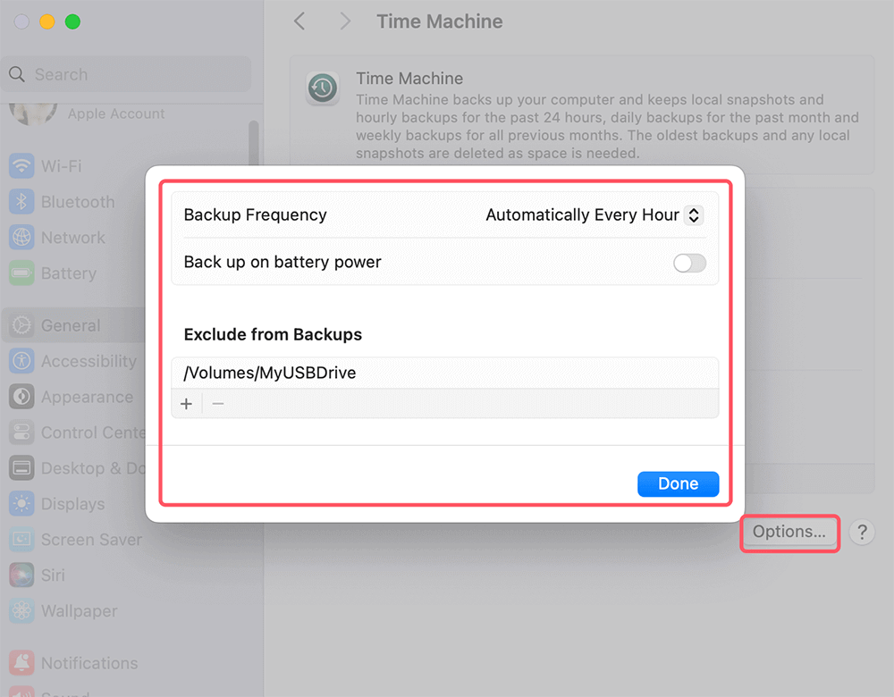 Customize Backup Preferences