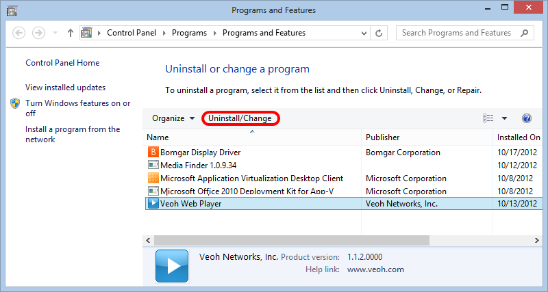 how to uninstall programs in Windows 8/8.1