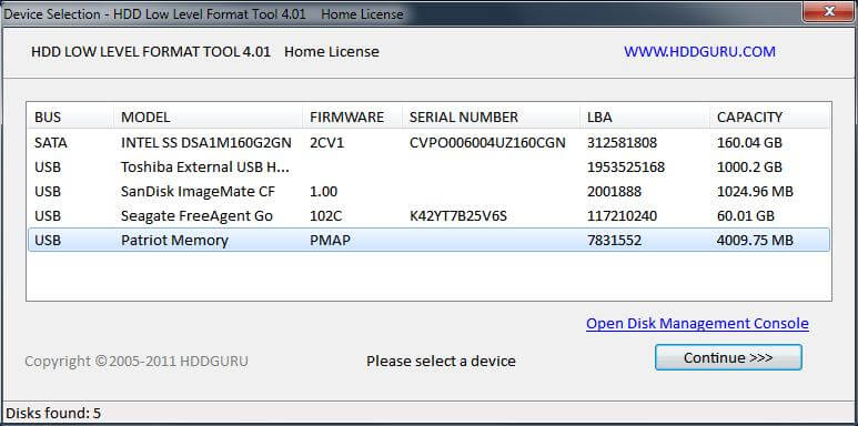 HDD LLF Format Tool