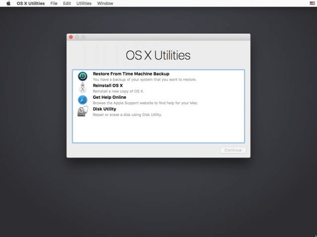 Factory Reset Mac OS X 10.11 El Capitan