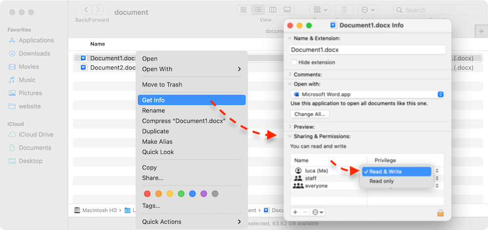 Word cannot open the document: user does not have access privileges