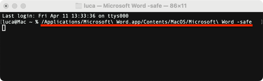 Word cannot open the document: user does not have access privileges