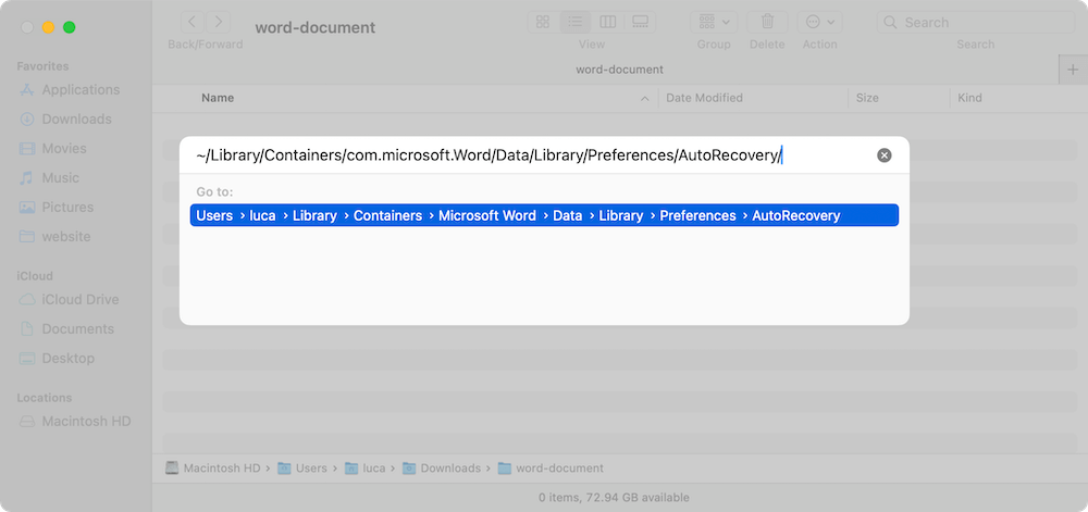 Word not saving on Mac