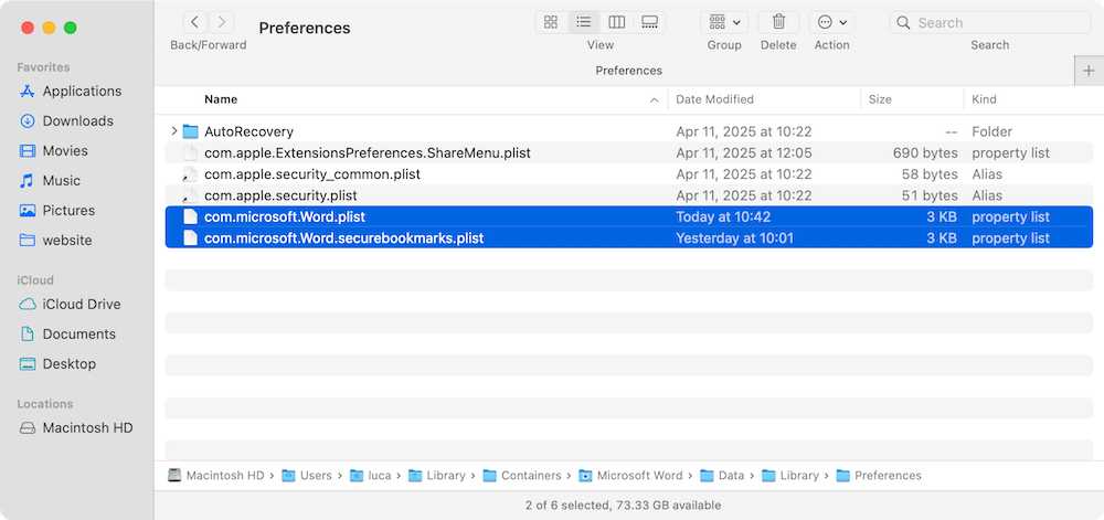 Word not saving on Mac